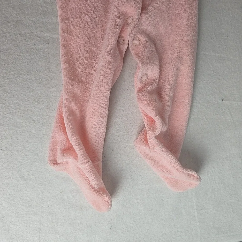 Vintage Carter's Pink Rose‎ One Piece Footed Outfit 3 Months Terrycloth